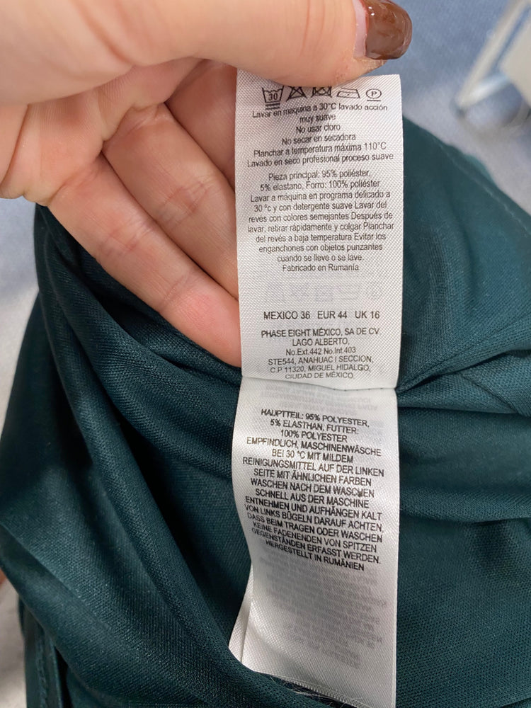 Fabulous Phase Eight kieley party Dress UK 16 Dark Green gold detail EP468