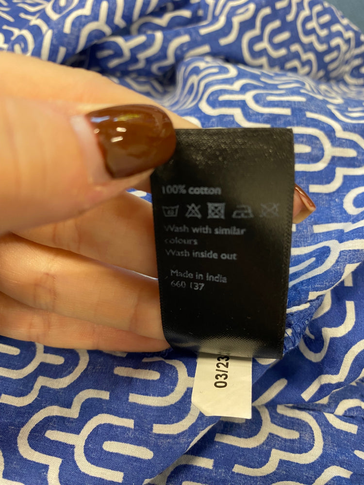 Fabulous John Lewis Dress UK 14 Blue geometric smock EP468