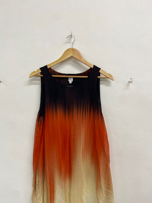 Fabulous John Lewis maxi Dress UK 12 Ombré orange brown EP468