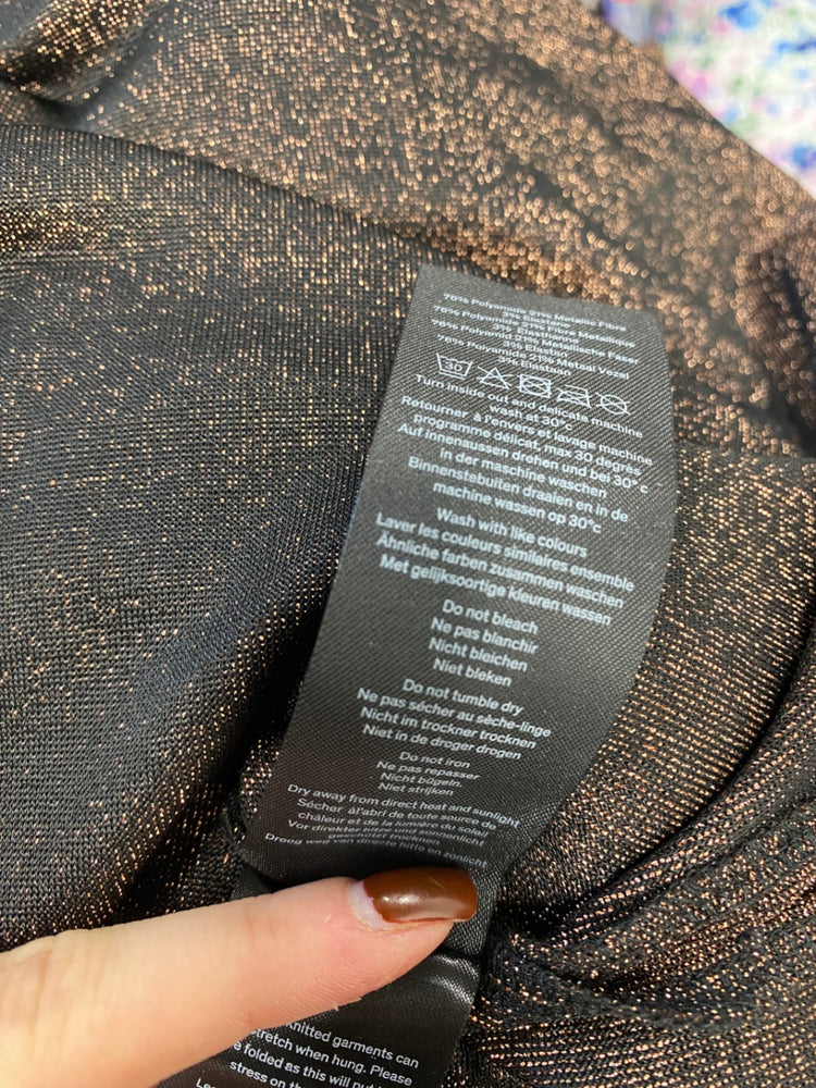 Fabulous Reiss Dress UK 12 Brown metallic glitter maxi T-shirt dress EP468