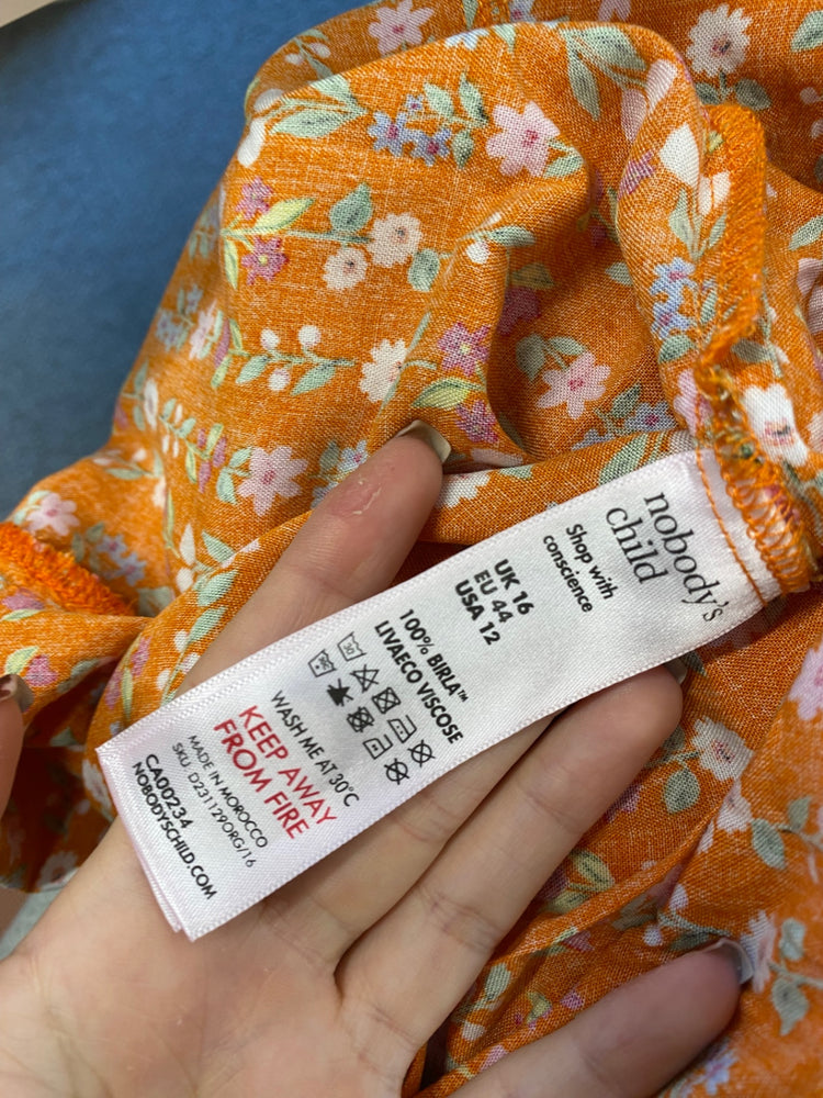 Fabulous Nobody’s Child fearne cotton Dress UK 16 Orange floral EP468