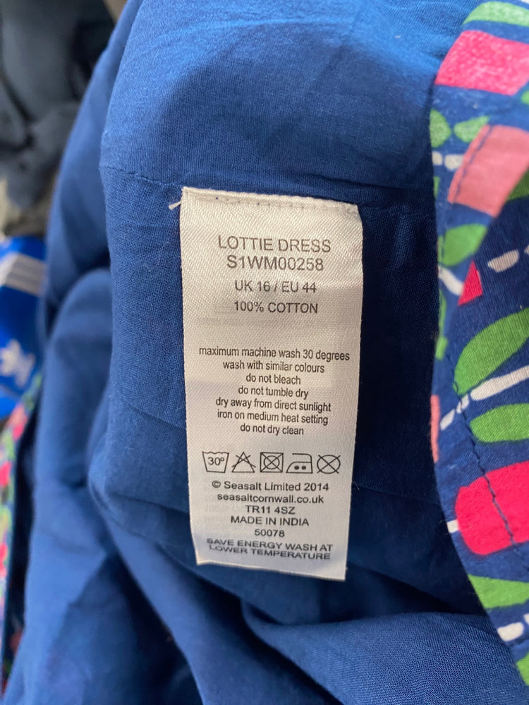 Fabulous Seasalt Cornwall Lottie Tulip Dress Uk16 blue & Pink JC470