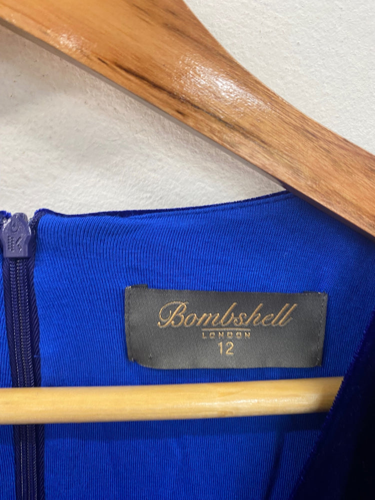 Fabulous Bombshell London party occasion Dress UK12 Royal Blue Sultry YB001