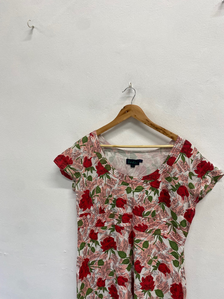 Fabulous Boden Dress UK 18 Pink rose pattern midi JC470