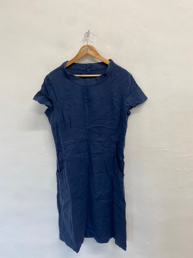 Fabulous Seasalt Cornwall coach house Dress UK 16 Navy linen JC470