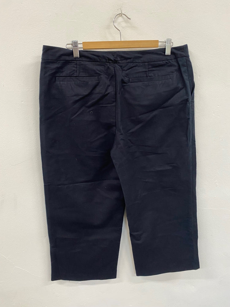 Fabulous White stuff needlecord wide crop Trousers cropped Uk14 Navy cottagecore JC470