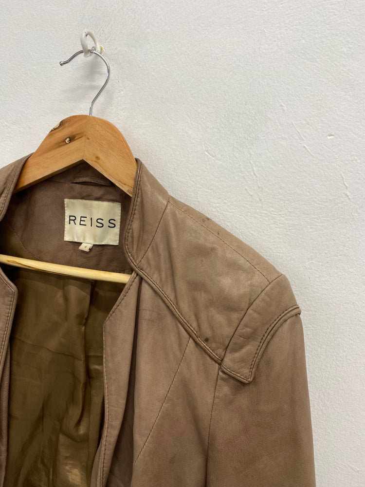 Fabulous REISS milly leather Jacket marked UK S Beige MB472