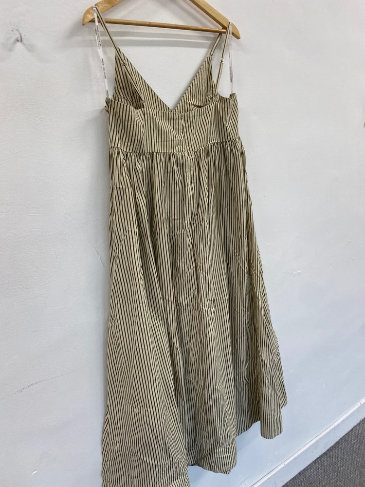 Fabulous Selected Femme striped Maxi Dress UK10 Beige & olive MB472