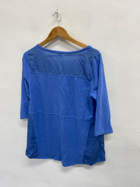 Fabulous Poetry cotton top chic cottagecore Tunic UK 16 Blue JC470