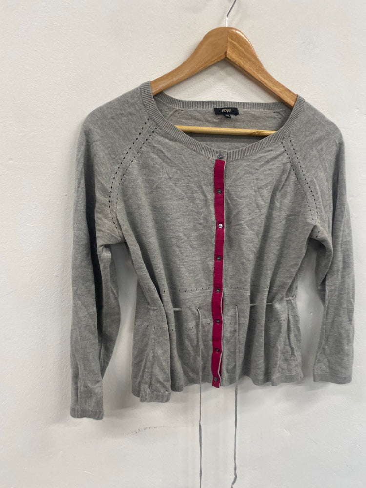 Fabulous Hobbs silk blend Cardigan UK14 Grey & pink Classic LM004
