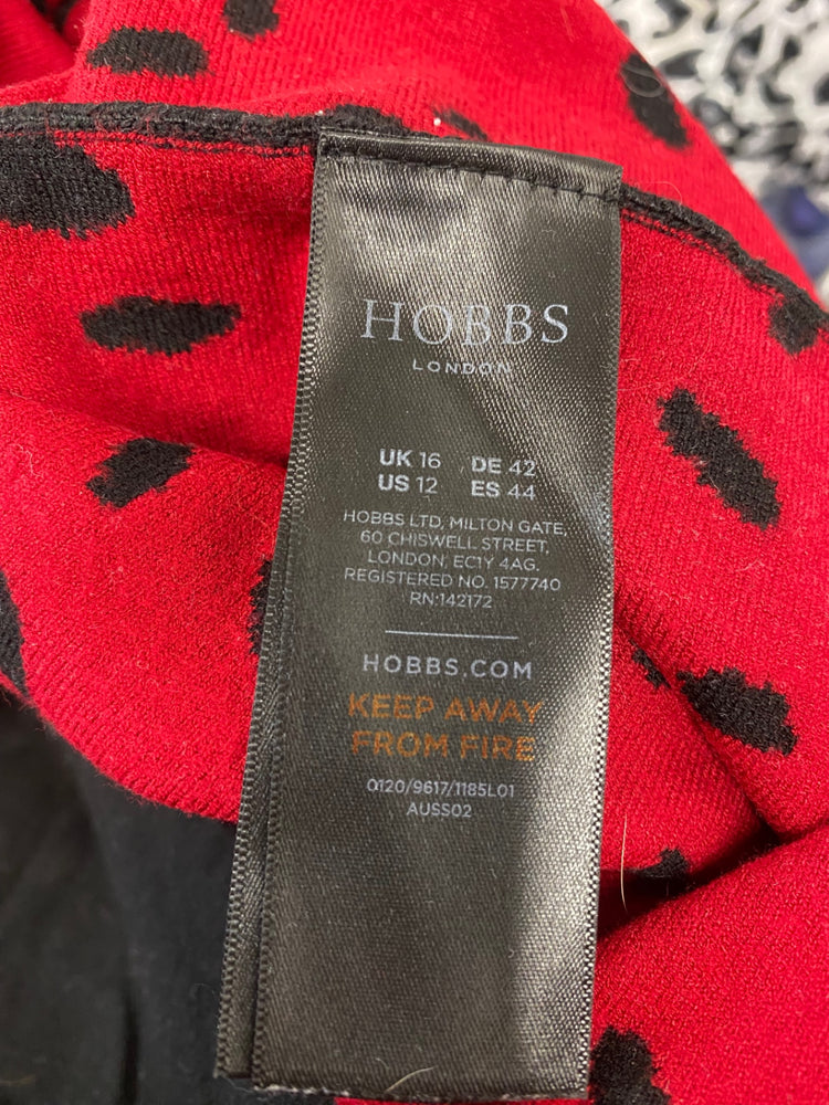 Fabulous Hobbs Midi jodie Dress UK 16 Black and Red spotted LM004