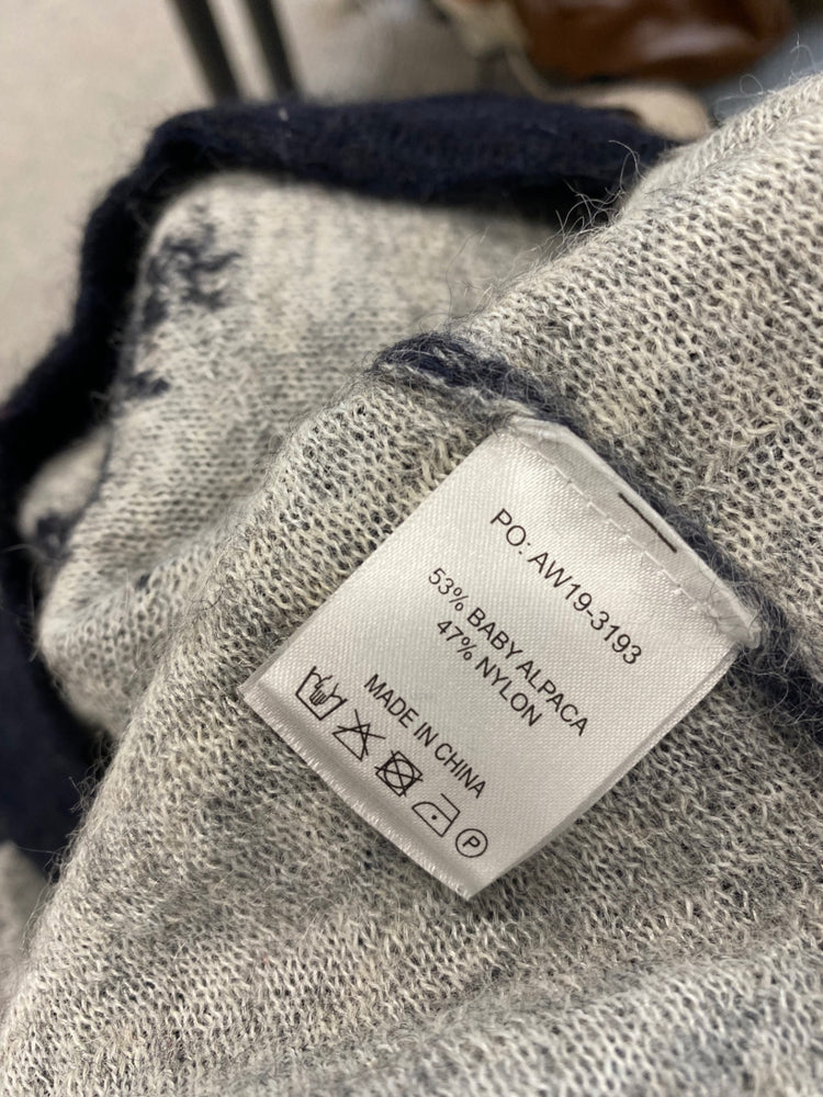 Fabulous Hush tiger alpaca Sweater UK L Navy grey LM004