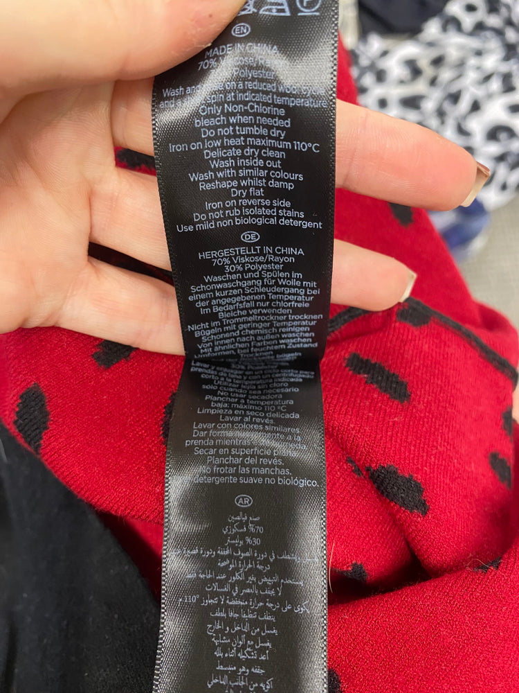 Fabulous Hobbs Midi jodie Dress UK 16 Black and Red spotted LM004