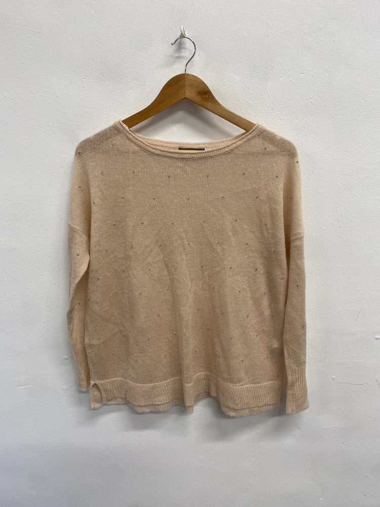 Fabulous Mint Velvet Sweater UK 12 Beige beaded LM004