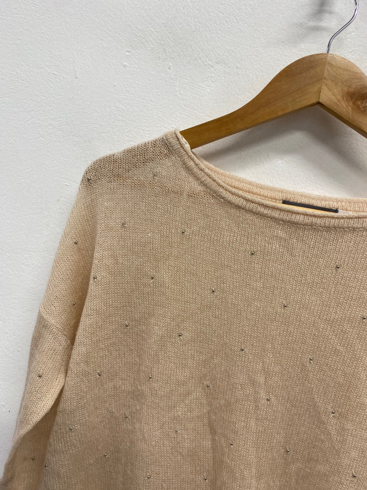 Fabulous Mint Velvet Sweater UK 12 Beige beaded LM004