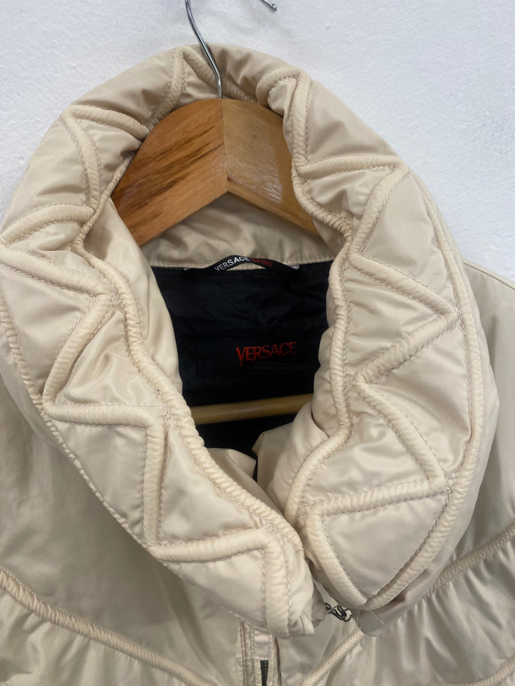Fabulous vintage Y2K Versace Sport Puffer Coat UK12 Beige Apres GM143