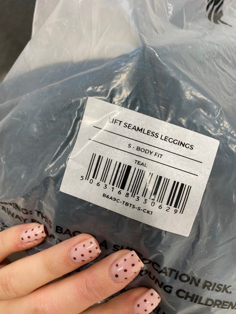 Fabulous Gym shark Leggings UK S Teal seamless cup JM478