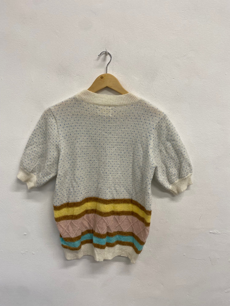 Fabulous Numph Sweater UK XS Cream pastels striped JM478