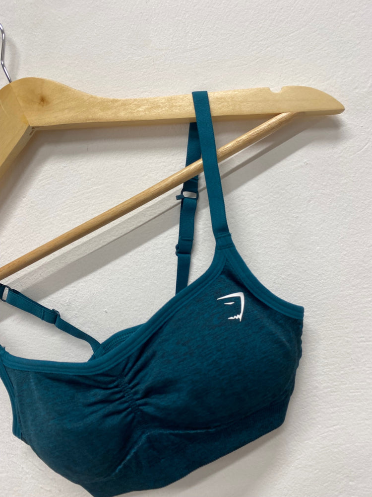 Fabulous Gym shark seamless Sports Bra UK XXS Dark green JM478