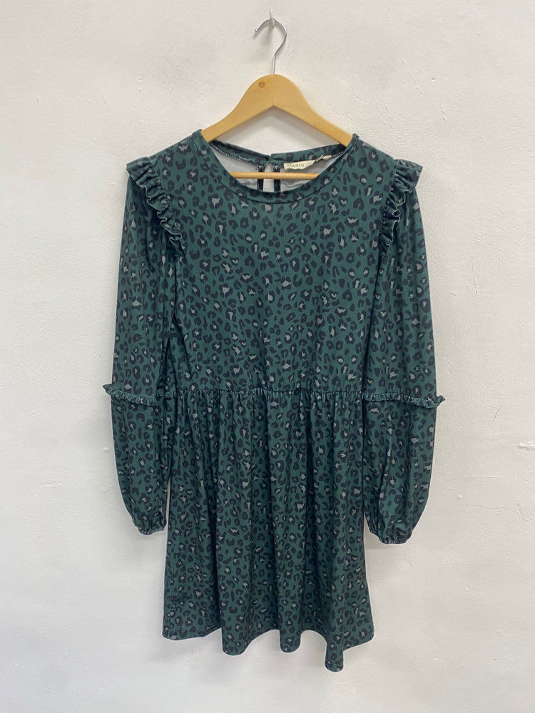 Fabulous Oasis Dress UK S Green leopard midi JM478