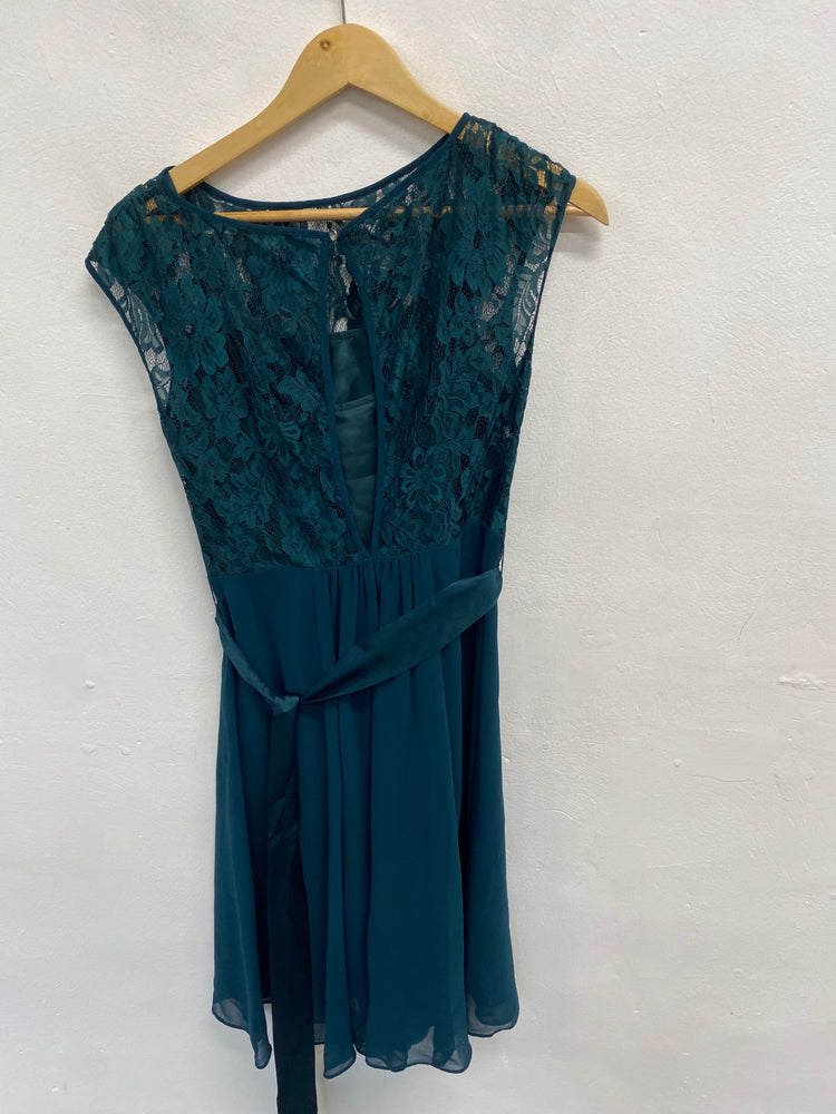 Fabulous Coast Dress UK 10 Teal lace trim sequin formal JM478