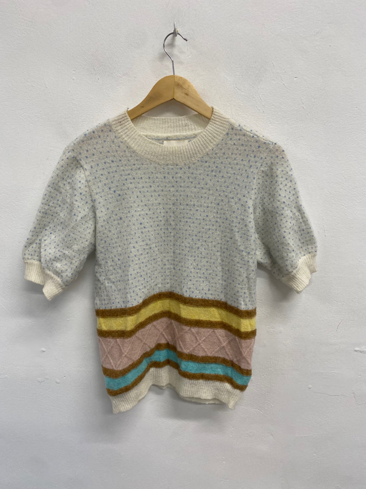 Fabulous Numph Sweater UK XS Cream pastels striped JM478