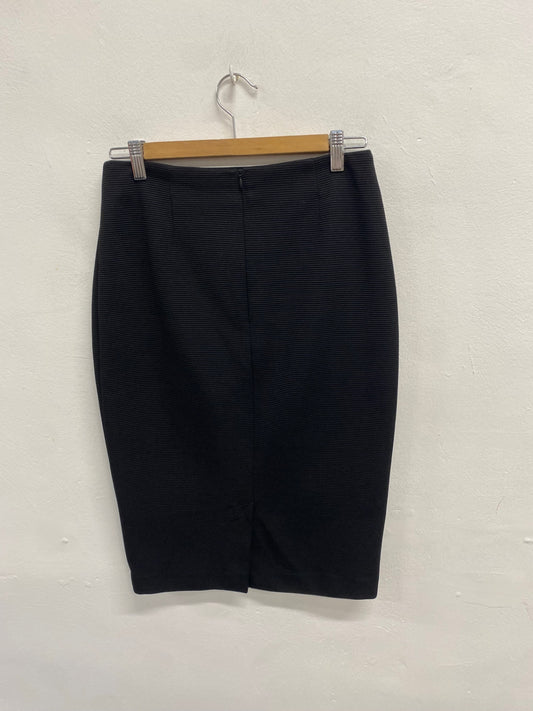 Fabulous TU Skirt Uk 10 Black ribbed office formal JM478