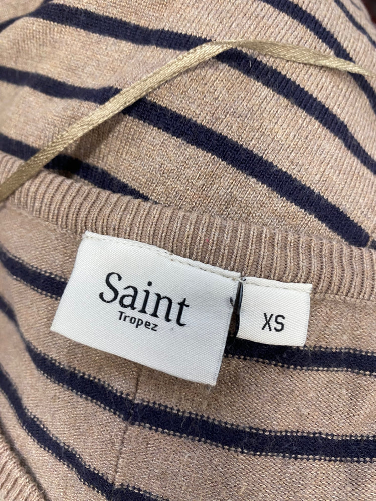 Fabulous Saint Tropez Jumper UK XS Beige navy striped JM478