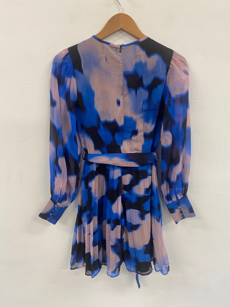 Fabulous Warehouse whimsical fit & flare Dress UK8 Blue JM478