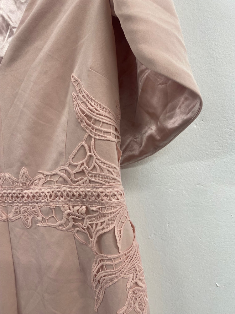 Fabulous Coast Caped lace Jumpsuit UK14 Pink blush Party Occasion MS479
