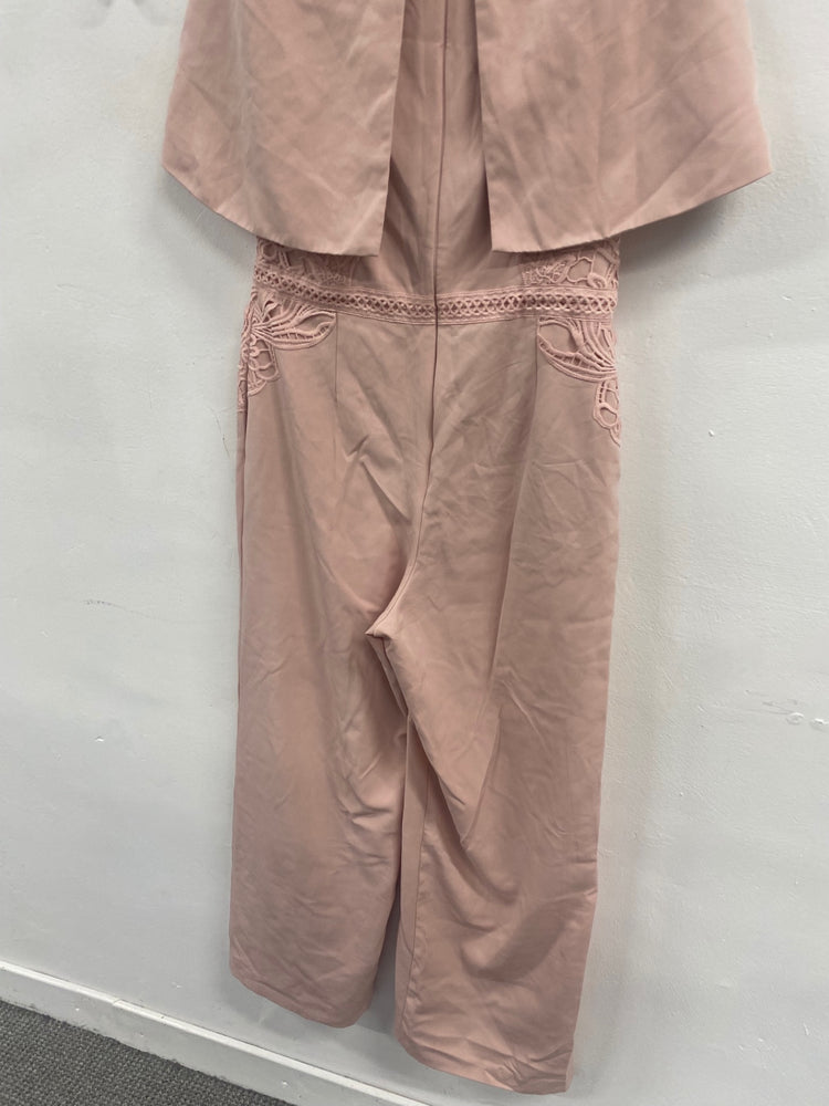 Fabulous Coast Caped lace Jumpsuit UK14 Pink blush Party Occasion MS479
