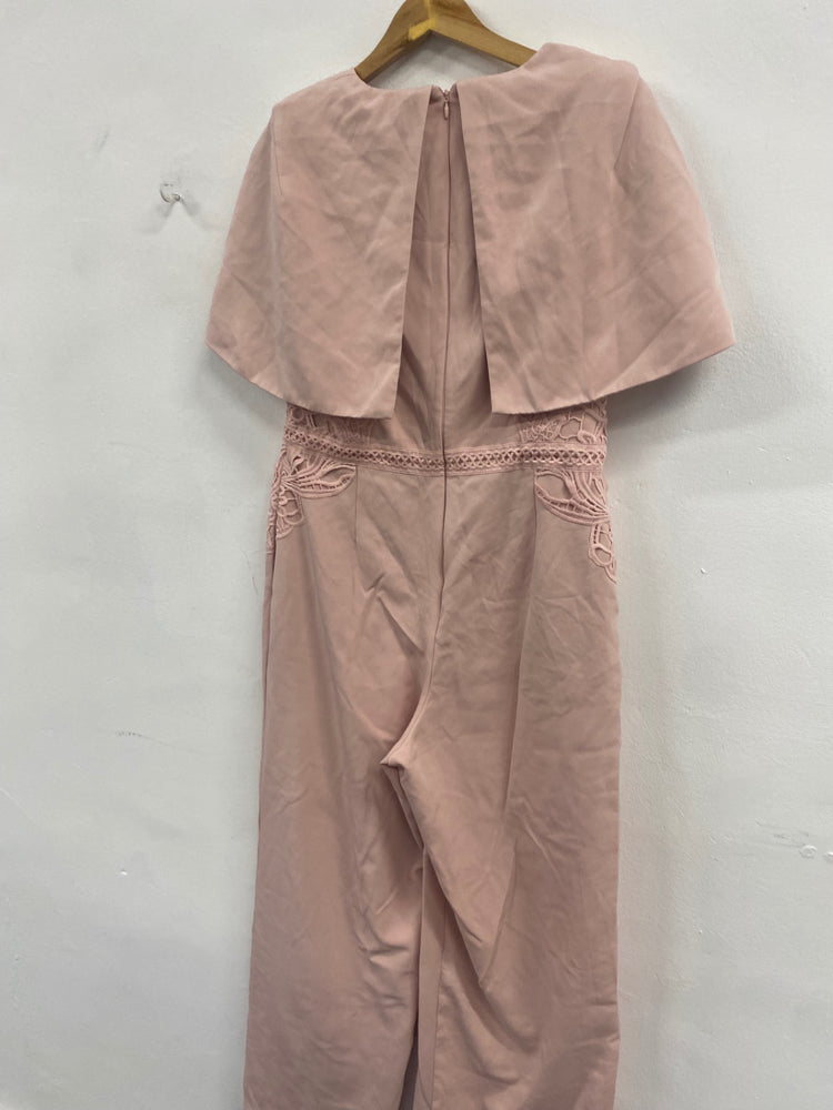 Fabulous Coast Caped lace Jumpsuit UK14 Pink blush Party Occasion MS479
