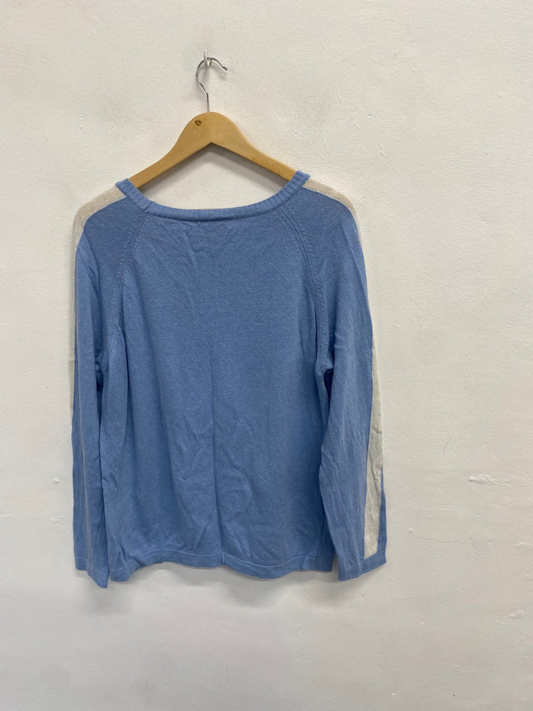 Fabulous Luella cashmere blend Sweater UK M oversized Light Blue star KG480