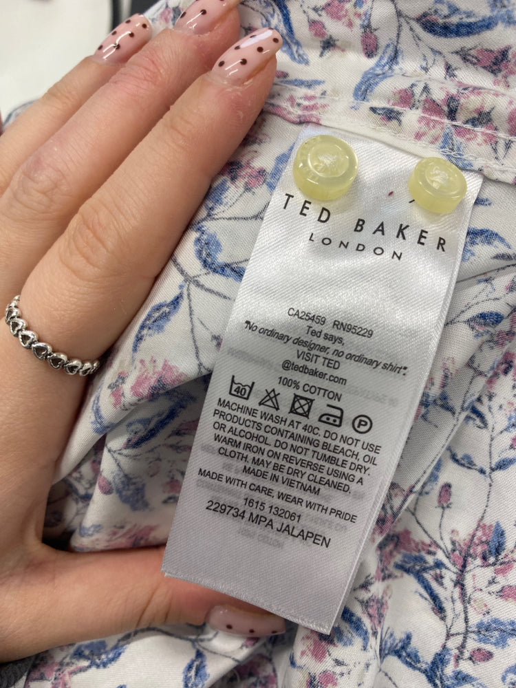 Fabulous Ted Baker Shirt UK 16 Pink blue floral jalapen KG480