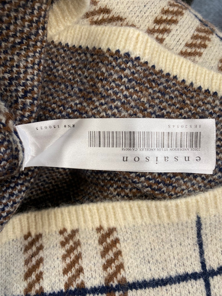 Fabulous Et Saison Brontë check sweater Skirt UkXS Beige Country chic FC481