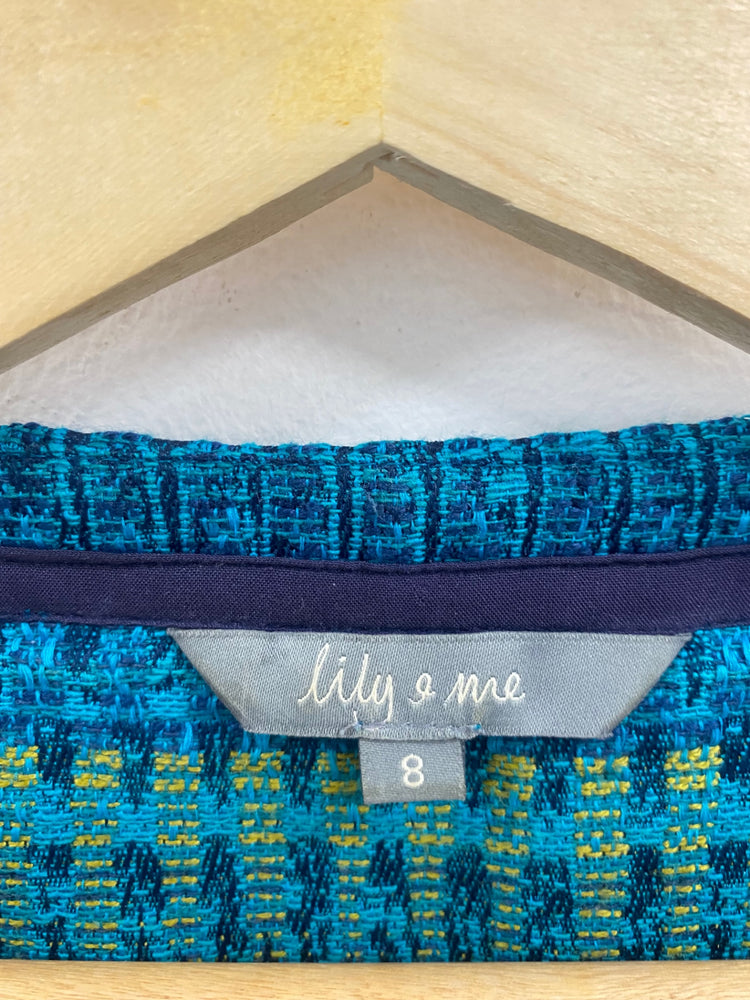 Fabulous Lily & Me retro abstract pattern Dress UK8 Teal Stunning FC481