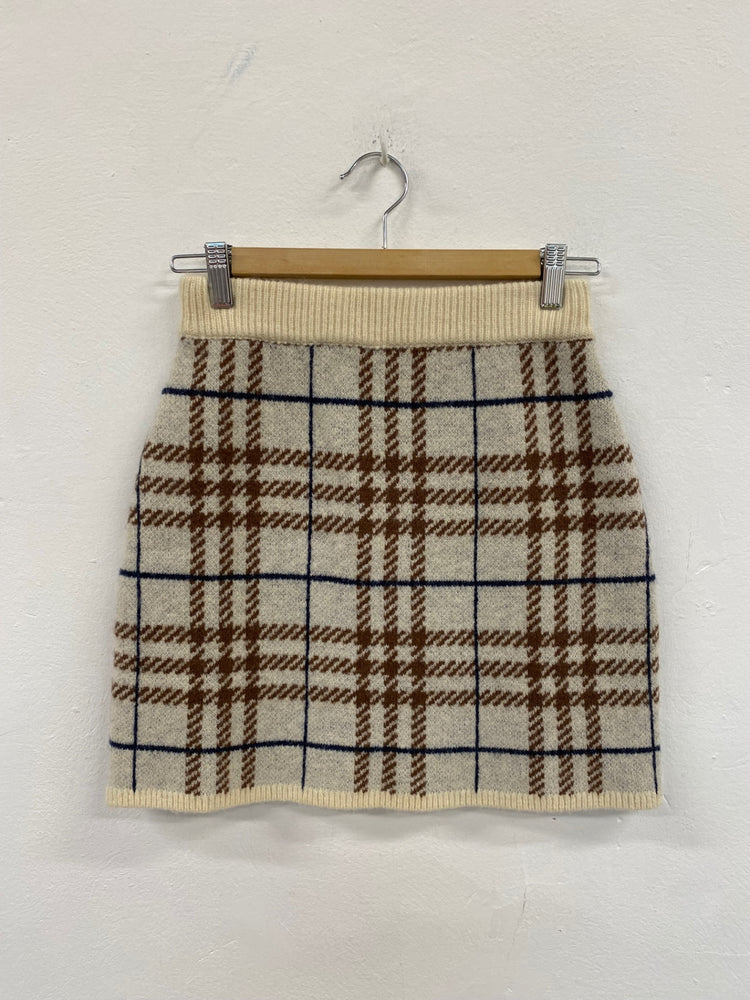 Fabulous Et Saison Brontë check sweater Skirt UkXS Beige Country chic FC481