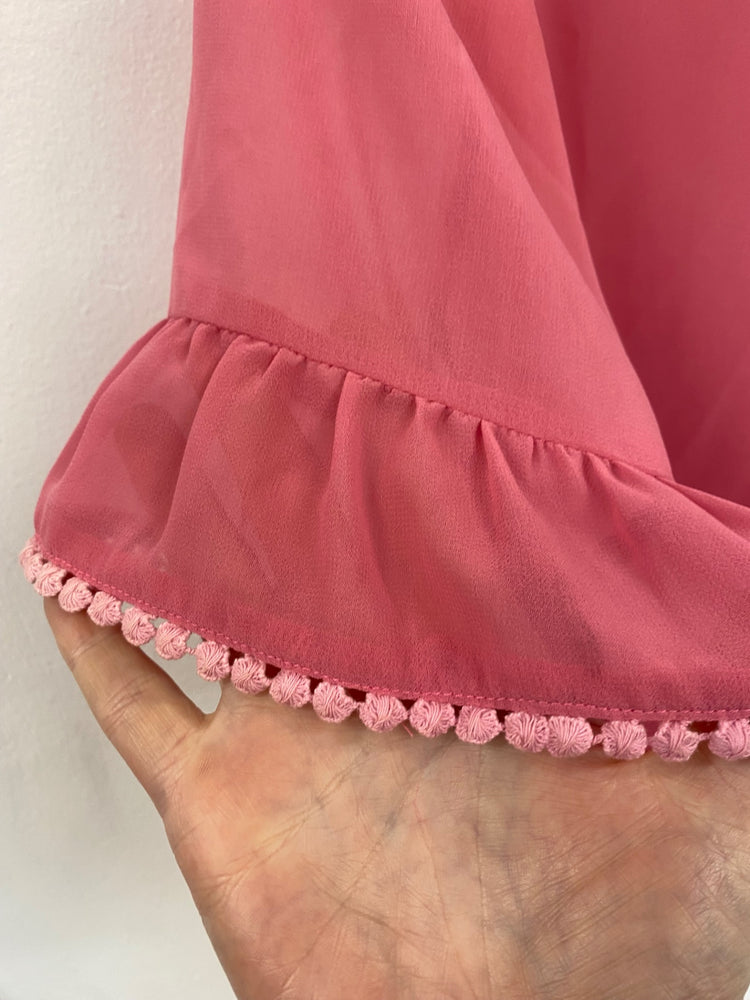 Fabulous Traffic People rose pink romantic chiffon. Blouse UKS Pink Pom Pom FC481