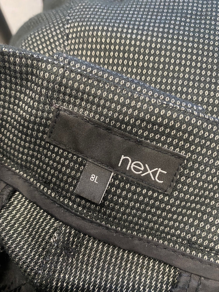 Fabulous Next Suit UK 10 long Grey spotted pattern formal MK482