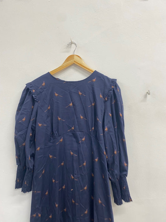 Fabulous Hartwell Dress UK 14 Navy Blue pheasant eugina EW005