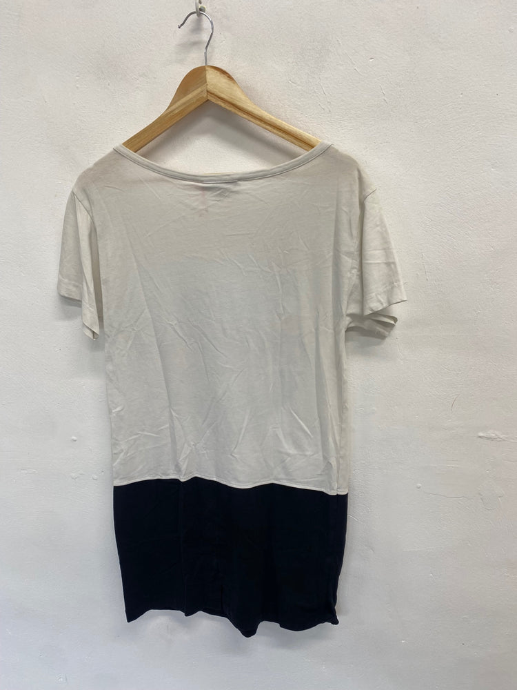 Fabulous See by Chloe T-Shirt Dress pocket UK 8 Beige printed YS486