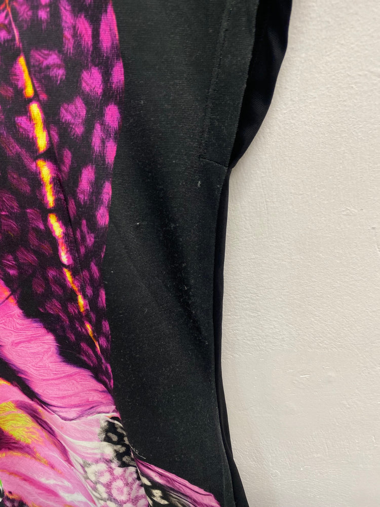 Fabulous Just Cavalli Midi Dress Uk 10 Pink butterfly y2k CP002