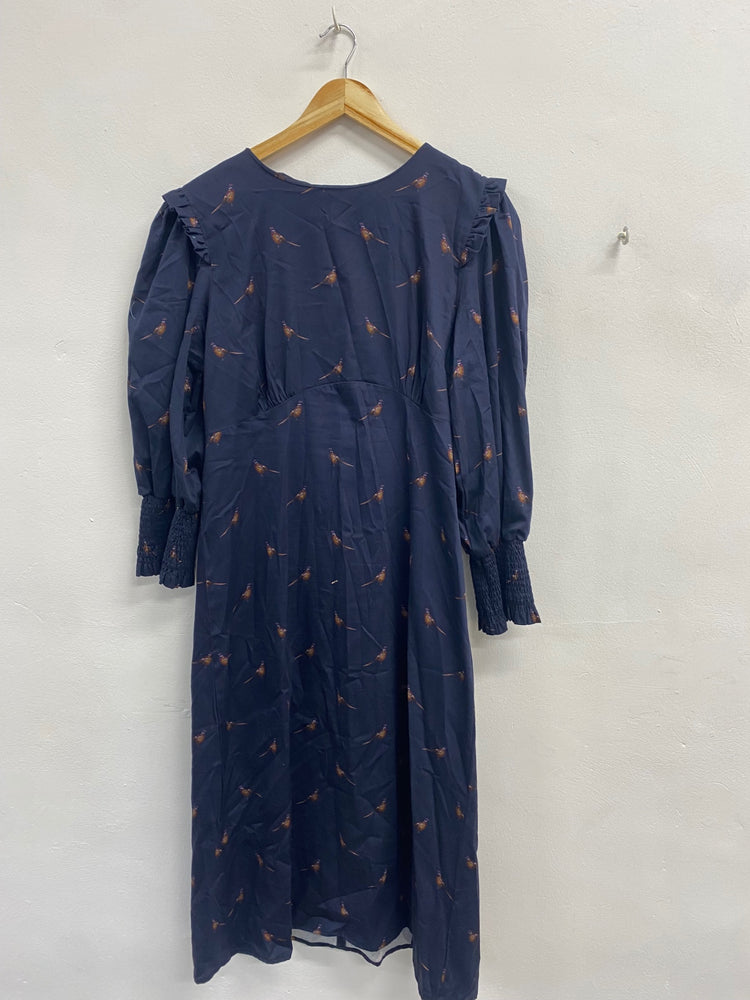 Fabulous Hartwell Dress UK 14 Navy Blue pheasant eugina EW005