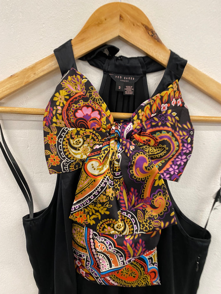 Fabulous Ted Baker Pussy Bow Dress UK8 Black Party Fun CP002