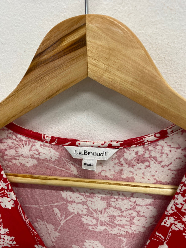 Fabulous Lk Bennett Mini Dress UK S Red white floral y2k YS486