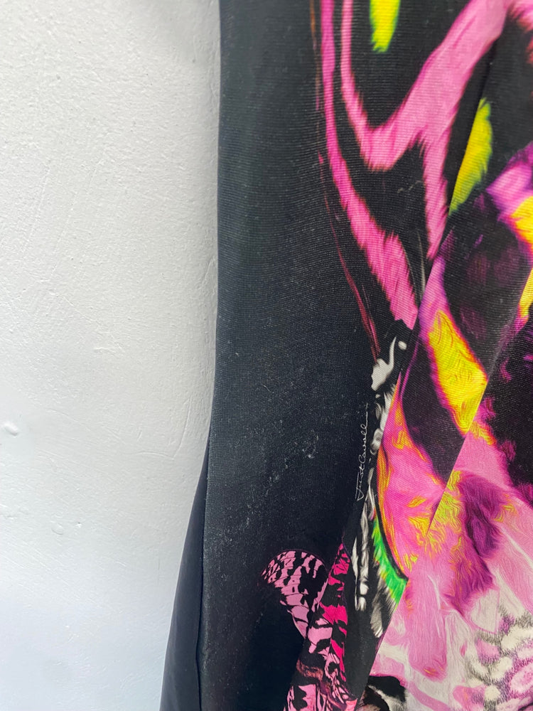 Fabulous Just Cavalli Midi Dress Uk 10 Pink butterfly y2k CP002