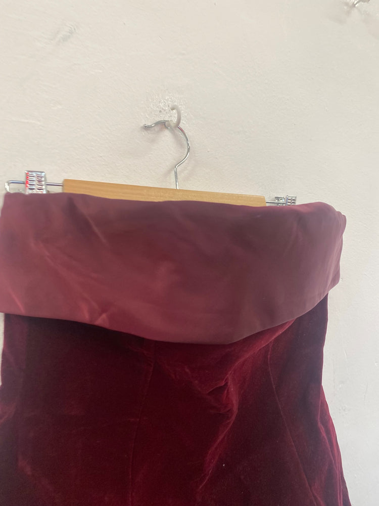 Fabulous Murci babydoll velvet party Dress UK12 Burgundy CP002