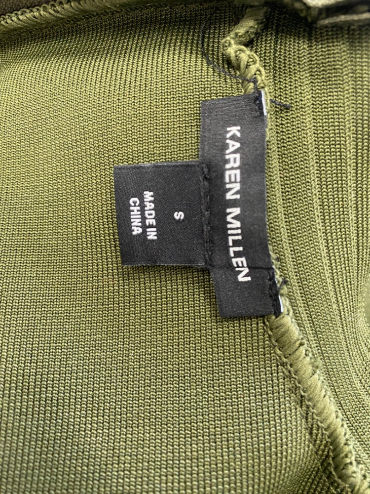 Fabulous Karen Millen Midi Dress UK S Olive military green FH003