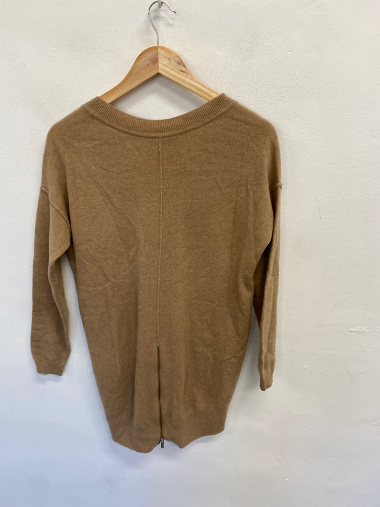 Fabulous Karen Millen cashmere Sweater UK XS Beige zip back FH003