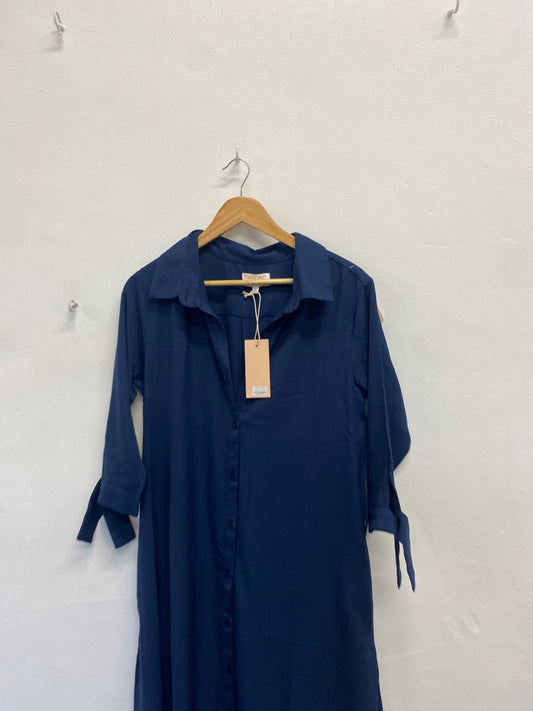 Fabulous Dancing Leopard Maxi Dress Uk 10 Navy blue shirt FH003